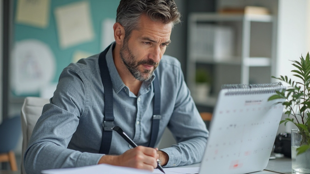 Vista de escritorio con agenda abierta mostrando bloques de tiempo coloreados en diferentes secciones del día